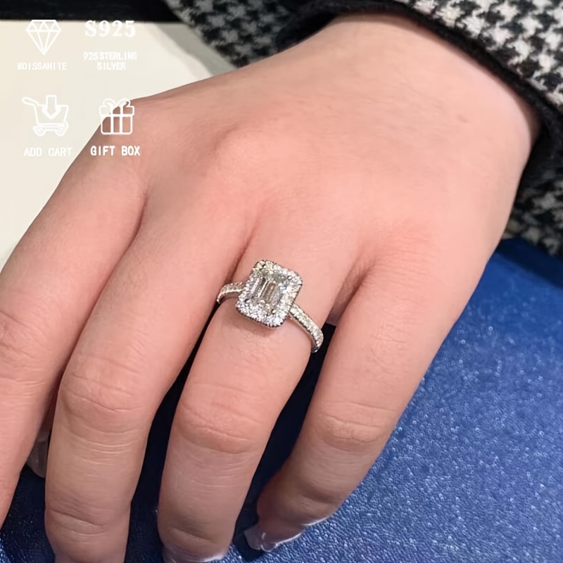 S925 Silver 2ct Cubic Ring for Women Proposal Engagement Wedding Ring